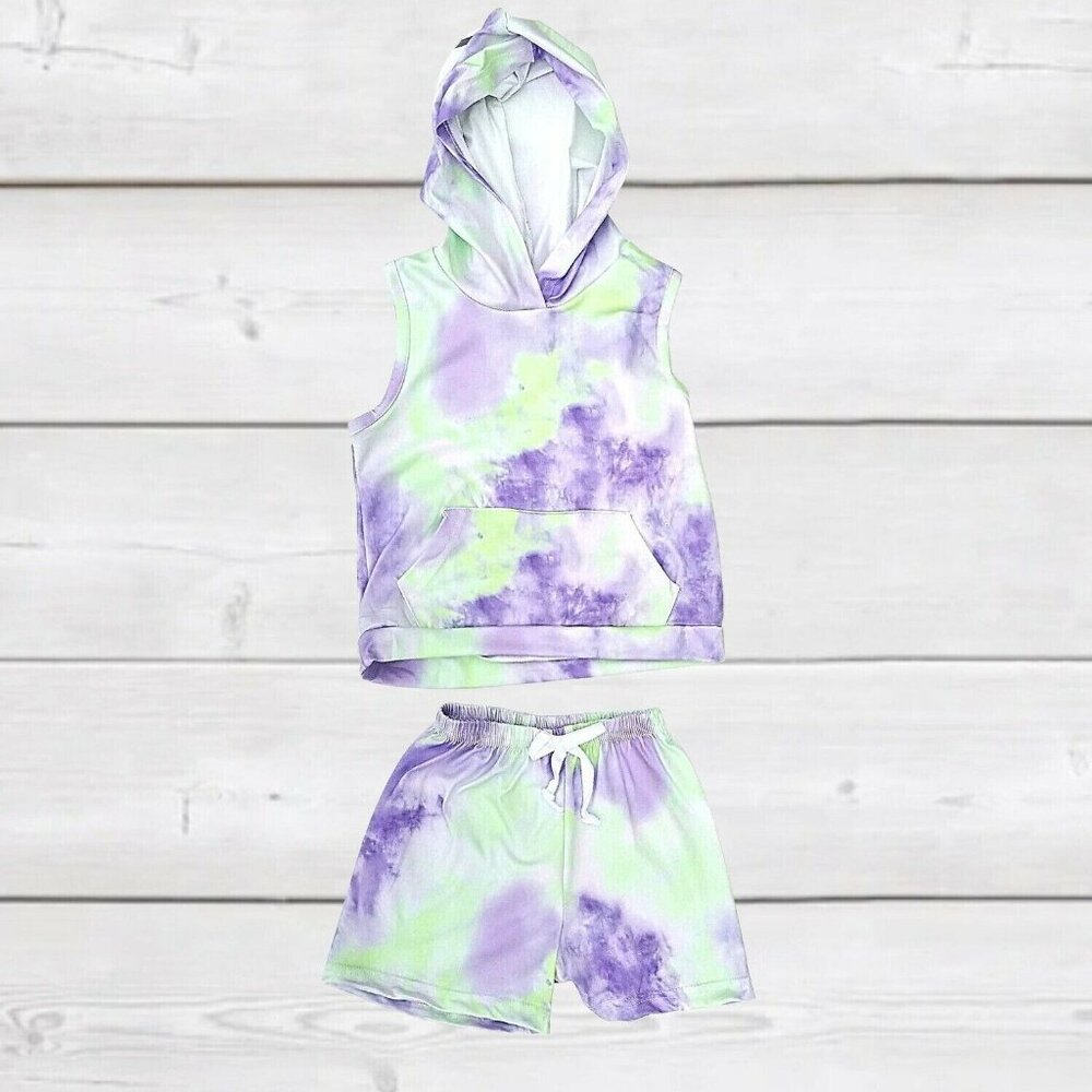 Purple and Green Hooded Lounge Set 5/6 Girls